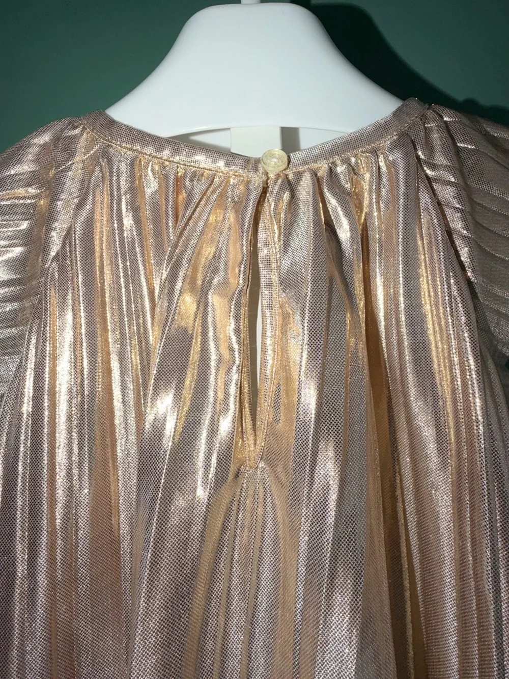 OshKosh B'gosh Metallic Pleated Flutter Lined Party Dress In Gold